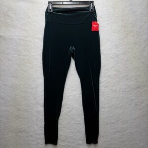 NWT Spanx Girls Velvet Leggings Malachite Dark Green XL 14-16 Slimming Waist